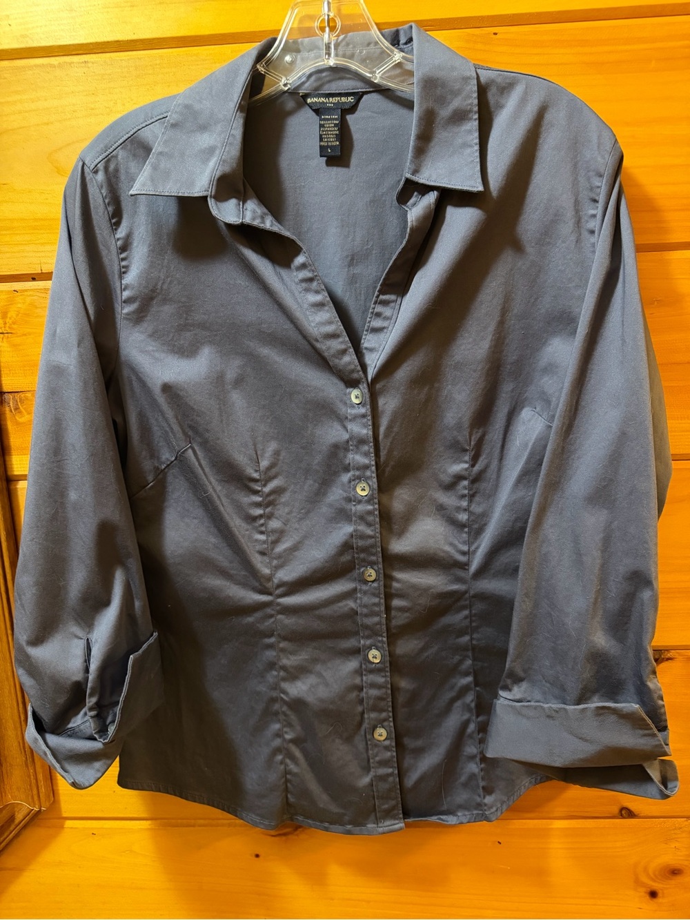 Banana Republic Blue Stretch Cotton Shirt Large